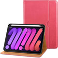 DTTO for iPad mini 7th (A17 Pro) 2024/iPad Mini 6th Generation Case 2021 8.3 Inch, Premium Leather Business Folio Stand Cover for Mini 7/6 with Pencil Holder-Multiple Viewing Angles, Watermelon red