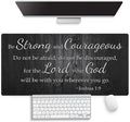Motivational Large Gaming Mouse Pad (31.5" x 15.8")- Inspirational Bible Verse Scripture Quote Joshua 1:9 Be Strong and Courageous Rustic Black Wood, Stitched Anti-Slip Desk Mat