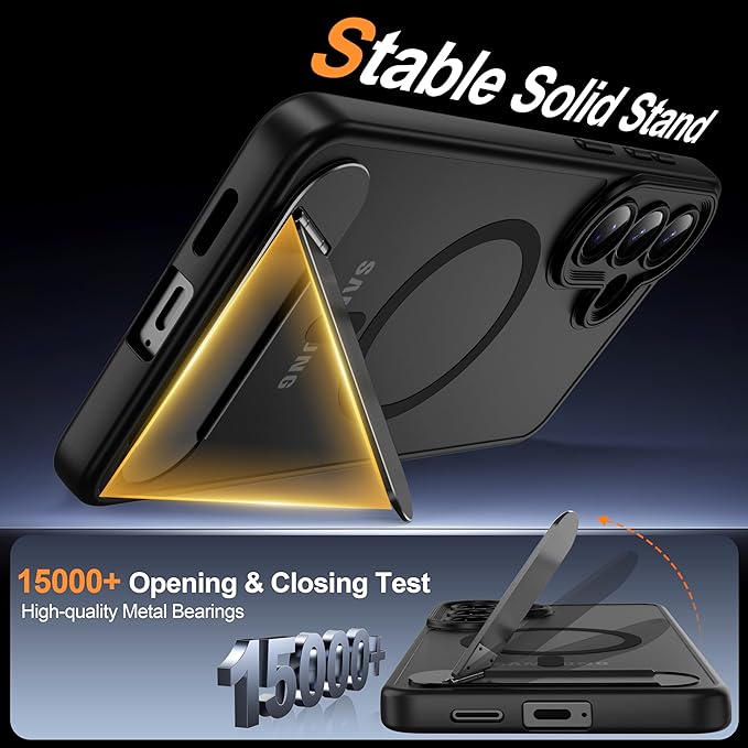 Magnetic for Samsung Galaxy S26+ Plus Case, [Compatible with MagSafe][Full Camera Protection][Built-in Invisible Kickstand] Translucent Matte Phone Case for S26 Plus 6.7" - Black
