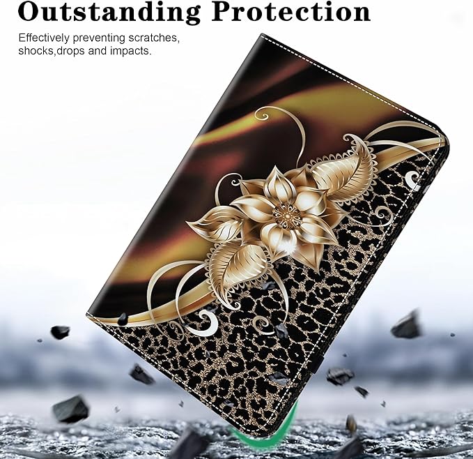 Case for iPad mini 7 2024 (A17 Pro) / Mini 6 2021, Mini 7th/6th Generation Case 8.3 inch, Multi-Angle Viewing Premium PU Leather Cover with Card Slot - Metallic Flower