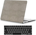 DTangLsm for Crocodile MacBook Air 15 inch Case 2026 2025-2023 M5 M4 M3 M2 A3448 A3241 A3114 A2941, Alligator Skin Textured PU Leather Hard Shell Cover for MacBook Air M5 15" Case+Keyboard Skin,Silver