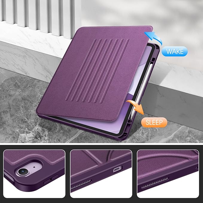 Fintie Magnetic Stand Case for iPad Air 13-inch M4/M3/M2 (2026/2025/2024) - Multiple Angles Shockproof Rugged Soft TPU Cover with Pencil Holder, Auto Sleep/Wake, Purple