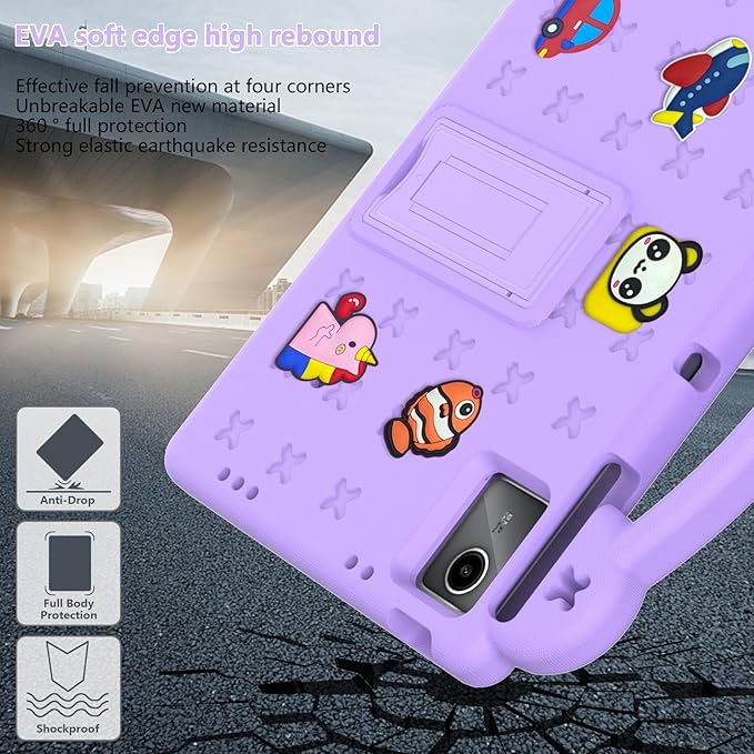 AKABEILA Compatible with Lenovo Tab M11/Tab P11 Plus/Tab P11/Xiaomi Redmi Pad SE(2023) 11 inch Tablet Case, Kids Shockproof Protective Case with Stand Handle for Girl Kid Gift- Light Purple