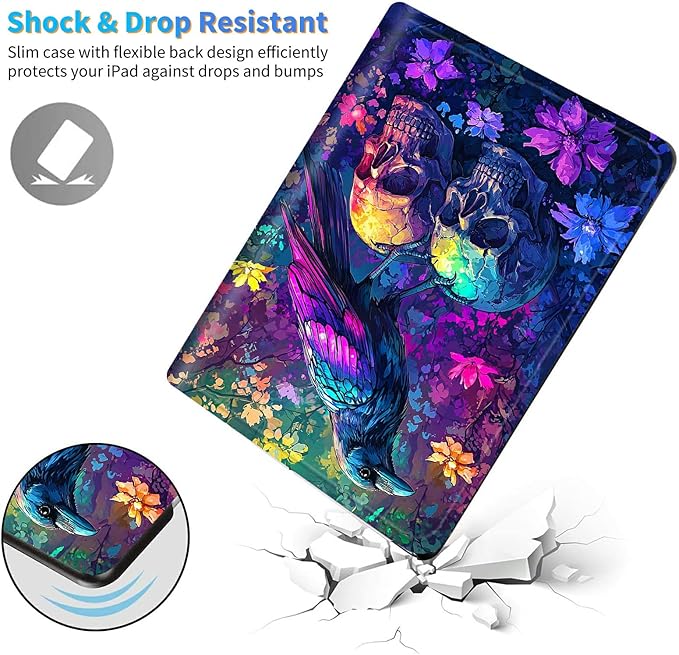 for Amazon Kindle Fire HD 8 & HD 8 Plus(12th/10th Generation, 2024/2022/2020 Release) 8" Tablet Case, Slim Kickstand Stand Leather Smart Cover with Auto Wake/Sleep, Skull Purple Eagle