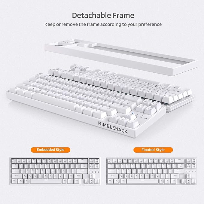 LTC NB681 Nimbleback Wired 65% Mechanical Keyboard, RGB Backlit Ultra-Compact 68 Keys Gaming Keyboard with Hot-Swappable Switch and Stand-Alone Arrow/Control Keys (Hot Swappable Brown Switch, White)