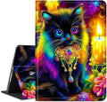 for Amazon Kindle Fire 7 (9th/7th/5th Generation, 2019/2017/2015 Release) 7" Tablet Case, Slim Kickstand Stand Leather Smart Cover with Auto Wake/Sleep, Candle Black Cat
