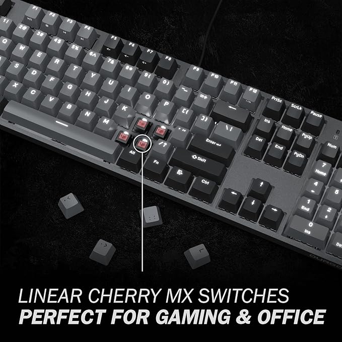 DURGOD K310 Corona White Backlit Full Size Mechanical Keyboard | 104 Keys Full Size | USB C Wired | Doubleshot PBT Keycaps | Programmable Keys | Windows & Mac (Corona, Cherry MX Silent Red Switch)