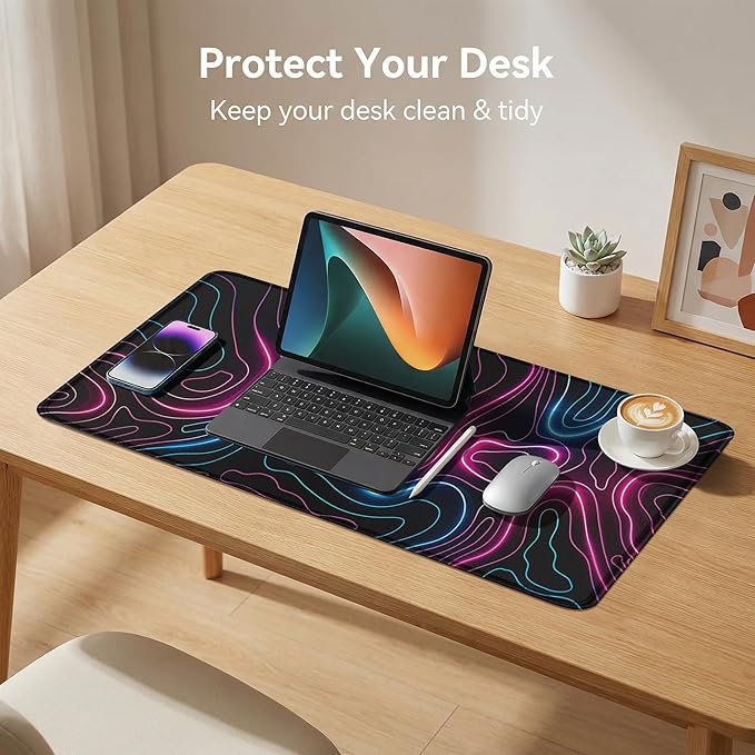 Rcege Large Mouse Pad for Desk - Gaming Mouse Pad with Stitched Edges, Anti-Slip Base for Keyboard and Mouse(Dazzle Red, 23.6L x 11.8W inches)