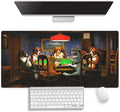 Large Gaming Mouse Pad (31.5" x 15.8") - Dogs Playing Poker Oil Painting Art Funny Cute Pets Joking Games Artwork, Extra XXL Extended Office Accessories, Premium Stitched Anti-Slip Desk Mat