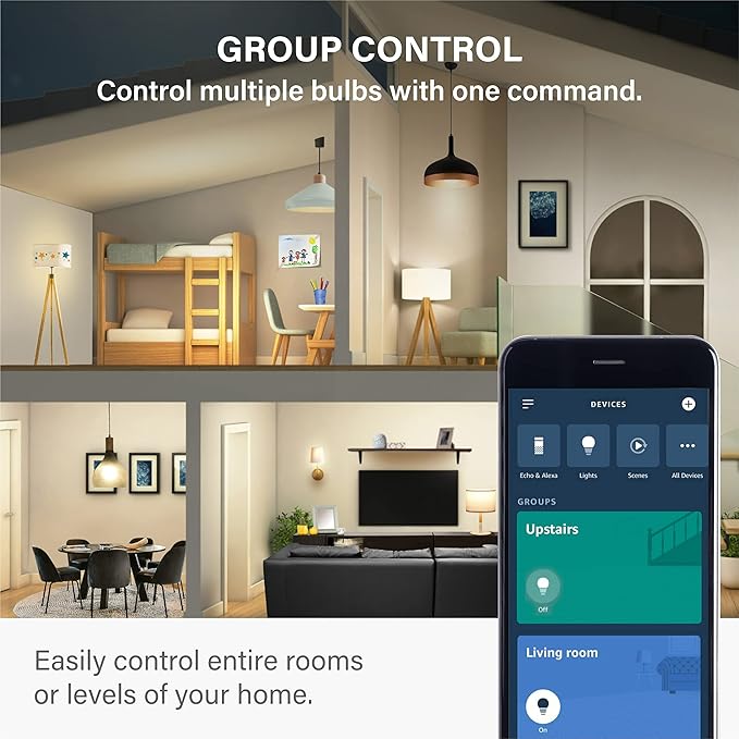 Sengled Alexa Light Bulb, S1 Auto Pairing with Alexa Devices, Warm Light Bulbs, Smart Light Bulbs that Work with Alexa, Bluetooth Mesh Smart Home Lighting, E26 60W Equivalent, 800LM, 4-Pack