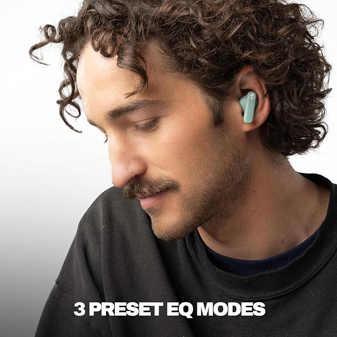 Skullcandy Smokin’ Buds Wireless Earbuds, Bluetooth Headphones, Noise Isolating Fit, Up to 20 Hours Battery, IPX4 Sweat and Water Resistant, Microphone for iPhone Android - Preppy Sage