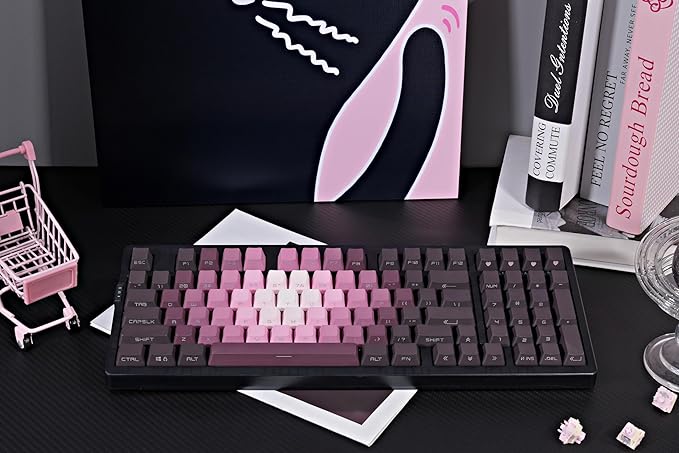 ZORNHER ZH980 Mechanical Keyboard Wireless,95% Pink Creamy Keyboard with Number Pad,Lighted Up PBT Keycaps,Gaming Keyboard with Number Pad,Creamy Sounding Linear Switches,Full Size