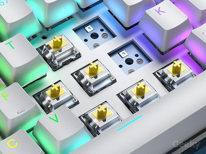 Geeky GK61 60% | Hot Swappable Mechanical Gaming Keyboard | 61 Keys Multi Color RGB LED Backlit for PC/Mac Gamer | ANSI US American Layout (Blue, Mechanical Speed Yellow)