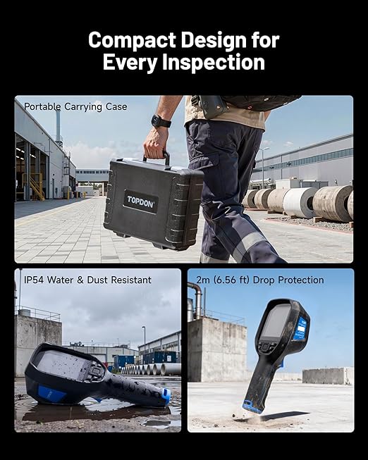 TOPDON TC005 3.5" Dual-Lens Thermal Imaging Camera, 512 x 384 TISR Resolution, with 2MP Visual Light Camera, 8-Hour Battery Life Handheld Infrared Imager, -4°F~1022°F