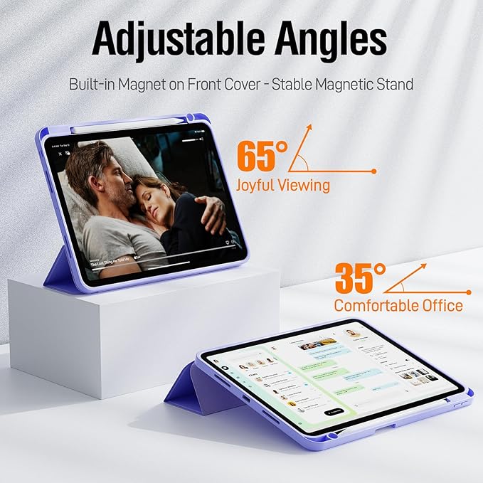 ZOVEEK iPad Pro 11 Inch Case 4th/3rd/2nd/1st Generation (2022/2021/2020/2018) with Pencil Holder, Magnetic Smart Cover with Stand, Supports 2nd Gen Pencil Charging, Auto Wake/Sleep (Clove Purple)