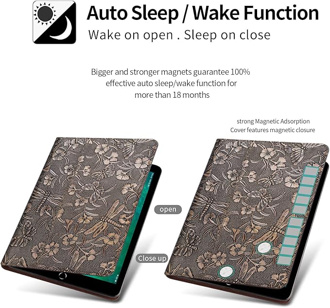 Gexmil Genuine Leather Case for iPad mini 7 (A17 Pro) 2024,iPad mini 6 Generation 8.3 Inch Case 2021, Anti Fingerprint/Slip,Cowhide Folio Cover Auto Sleep/Wake with Adjustable Stand,Butterfly Pattern