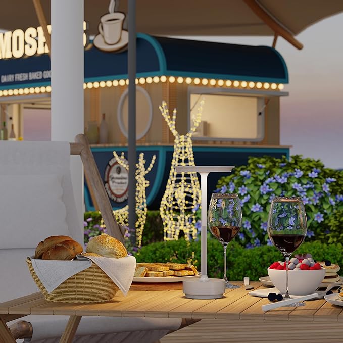 Table Lamp Table Lamps 2P Wihte Cordless Rechargeable Portable LED 5000mAh 3-Level Brightness Memory Function Battery Operated Restaurant Cafe