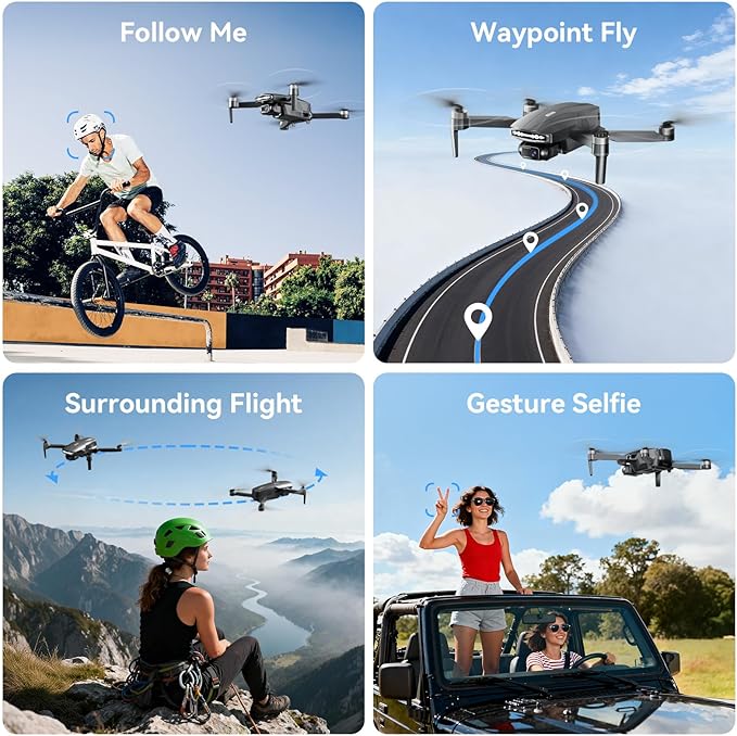 GPS Drone with Camera for Adults 4k,Brushless Motor, Auto Return Home, Follow Me,Optical Positioning,5G FPV Video Transmission,120°FOV Camera, 90°Adjustable Lens,2Batteries, Carrying Case,Under249g