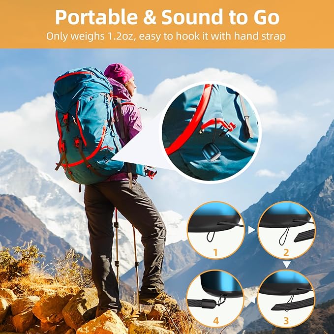 2Pack Portable Mini Speaker, Bluetooth Tiny Speaker for Shower, Room, Bike, Rechargeable Battery, Built-in Microphone with Strap to Carry, Blue