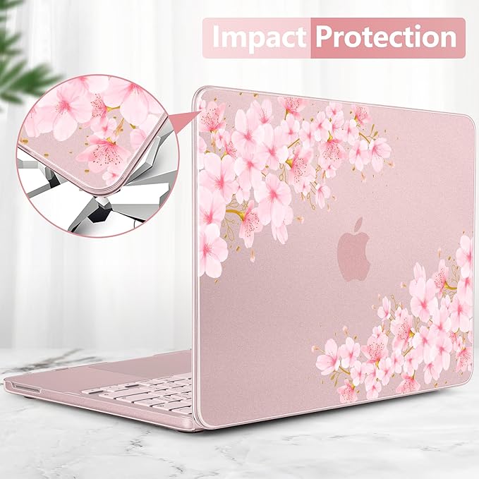 DONGKE for MacBook Neo 13 inch Case 2026 (Model A3404), Artistic Cherry Pattern Ultra Slim Frosted Matte Hard Shell, Anti-Scratch & Fingerprint Resistant Cover - Cherry Blossom