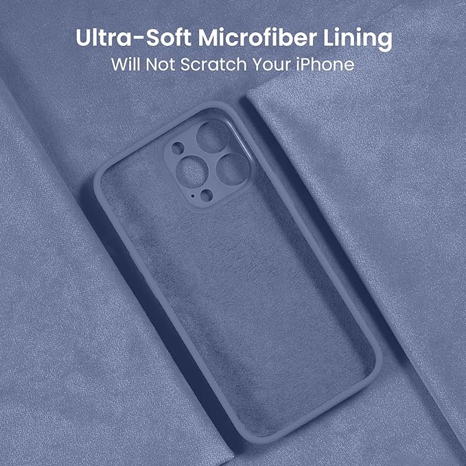 FireNova Designed for iPhone 16 Pro Max Case, Silicone Upgraded [Camera Protection] Phone Case, Soft Anti-Scratch Microfiber Lining Inside, 2024, Lavender Gray