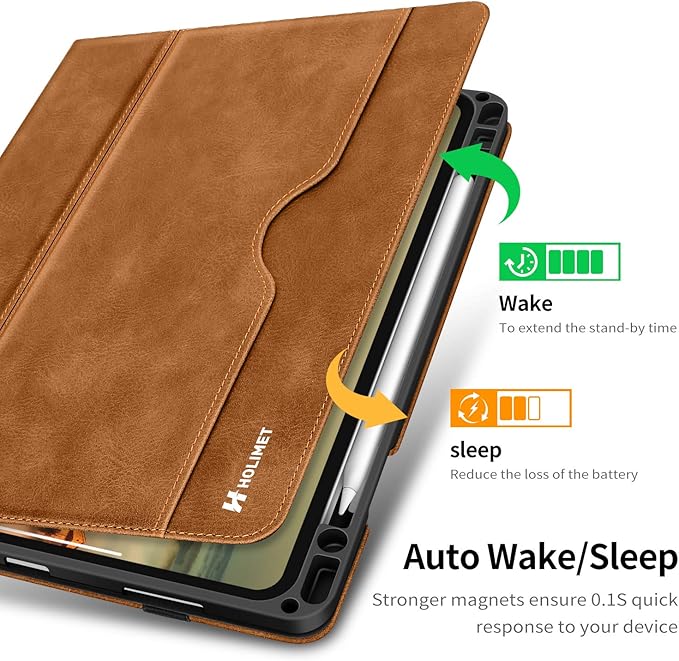 H HOLIMET Case for iPad Pro 11 inch 2022 4th/3rd/2nd/1st Generation 2021/2020/2018 with Pencil Holder PU Leather Protective with Pocket Soft TPU Back Shockproof