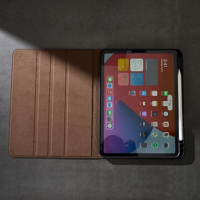 Gexmil Genuine Leather Case for iPad Pro 11 Inch 4/3/2/1st Gen 2022/2021/2020/2018,Smart Folio with Pencil Holder,Protective Shockproof Real Leather Cover,Auto Sleep/Wake,Butterfly Pattern