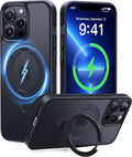 CASEKOO Designed for iPhone 13 Pro Max Case with Magnetic Invisible Stand [Military Drop Protection] [Compatible with MagSafe] Shockproof Translucent Matte Slim Promax Phone Cover 6.7", Black