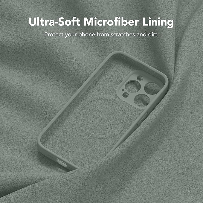 Magnetic for iPhone 15 Pro Case, Compatible with MagSafe, [Full Camera Protection][Screen Protector] Silicone Shockproof Protective Phone Case for iPhone 15 Pro 6.1", Calke Green