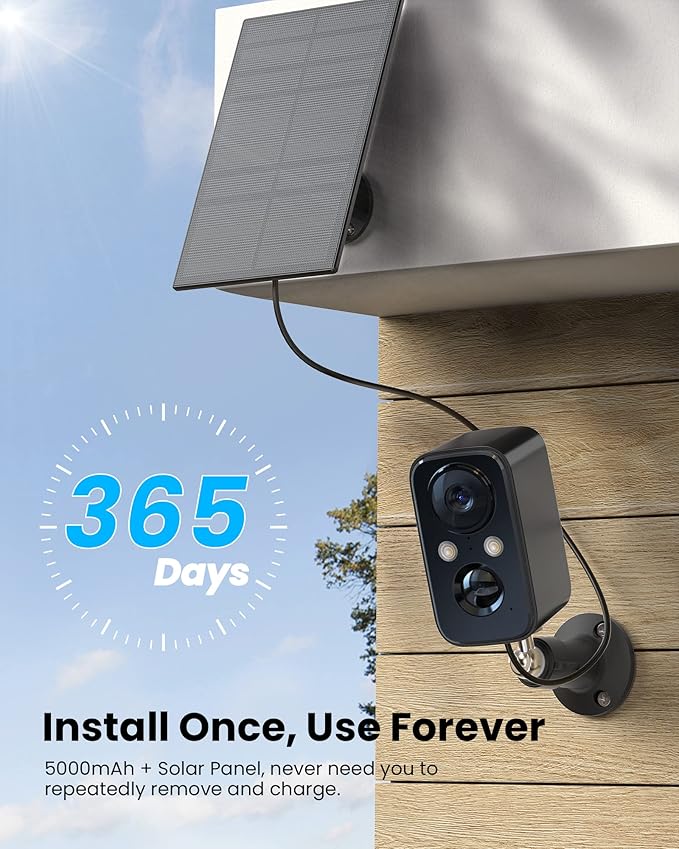 FOAOOD Security Cameras Wireless Outdoor with Solar Panel Cameras for Home Security, Home Camera with Color Night Vision, PIR Human Detection, 2-Way Talk, IP66 Waterproof, (2Packs-Black)