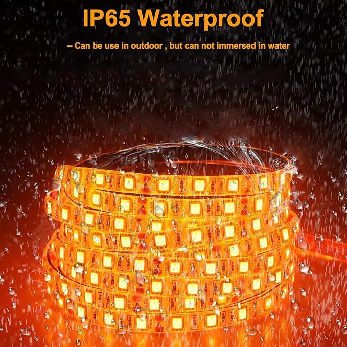 SUYOOULIN LED Strip Lights, SMD 2835 LED Strip, DC12V 1200LEDs 16.4Ft 26000LM High Density LED Light Strips Waterproof IP65, 3 Times Brightness Than SMD3528 LED Strip, Orange