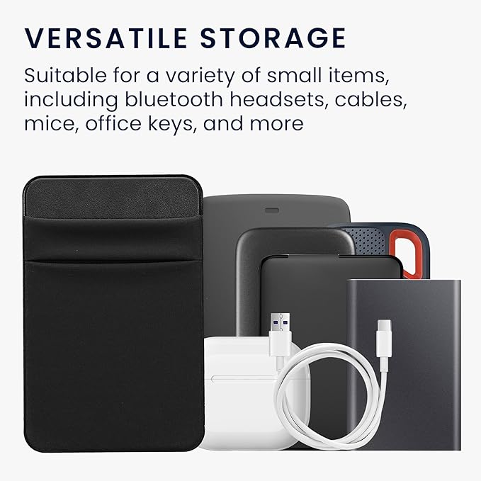 kwmobile Elastic Sleeve Compatible with SanDisk Portable SSD, Samsung T7, Crucial X8, HDD Case - Stretchy Elastane Adhesive External SSD Holder - 10x7cm & 8x7cm Pockets - Black Matte