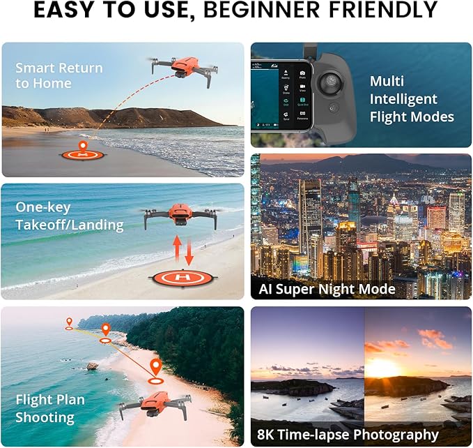 FIMI Mini 3 Drone with Camera for Adults 4K, Upgraded Imaging Module, 3-Axis Gimbal, 9KM HD Transmission, 4K/60fps 48MP Camera, AI Night Vision, Auto Return, Visual Tracking, 32min Flight