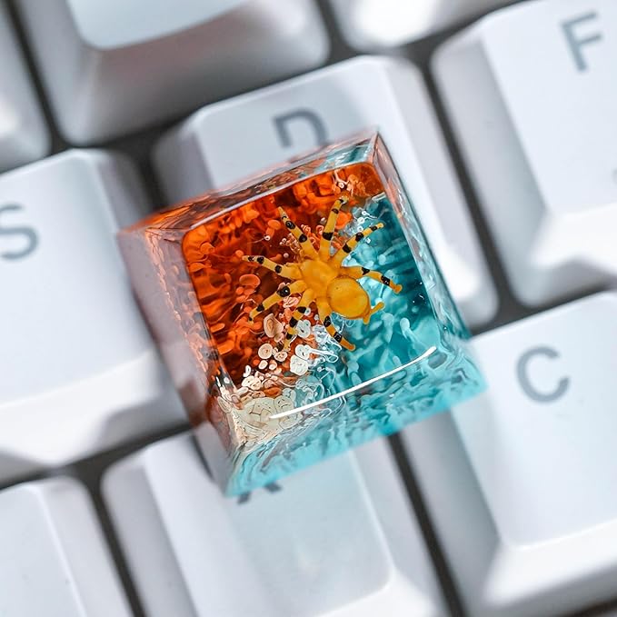 Tarantula Spider Artisan Keycap Blue and Brown Forest R1 SA Profile Custom Insects Keycaps 1U ESC Handmade Gaming Resin Key Cap Cherry MX Switch Compatible Mechanical Keyboard Spider Lover Gift