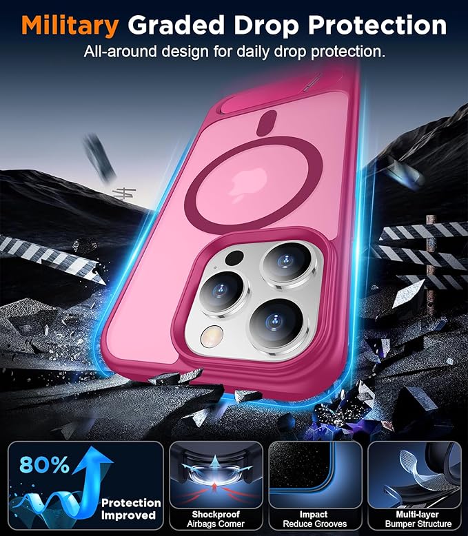 Magnetic Compatible with iPhone 13 Pro Max Case, [Built-in Invisible Kickstand][Compatible with MagSafe] [Military Grade Shockproof] Slim Translucent Matte Phone Case for iPhone 13 Pro Max 6.7"