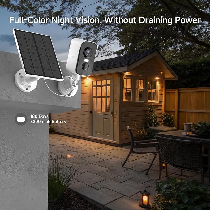 Arenti Solar Camera Outdoor Wireless, 3MP 2K with 340° Pan, PIR Detection, Color Night Vision, 2-Way Audio, Battery with Solar Powered Wireless Cameras for Home Security Outdoor, Works with Alexa