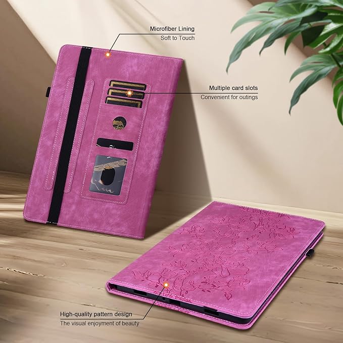 Case for iPad Air 11 inch M4/M3/M2(2026/2025/2024), iPad Air 5th /4th Gen (2022/2020) 10.9 inch, Auto Wake/Sleep Slim PU Leather Folio Cover with Multi-Angle Stand and Pen Holder, Rose