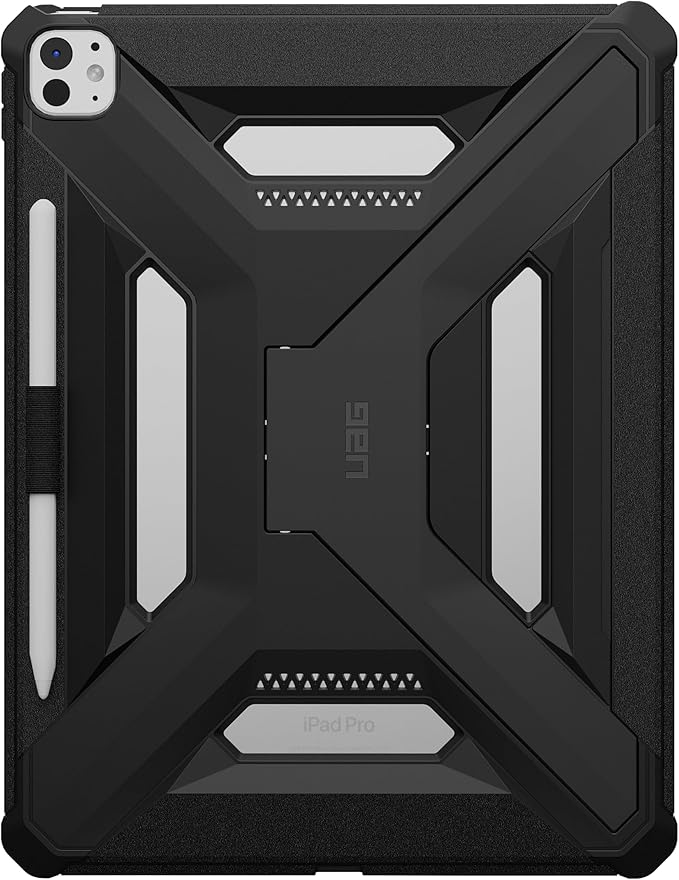 URBAN ARMOR GEAR UAG Designed for iPad Pro 13" 8th/7th Gen 2024-2025 M5/M4 Case A3360 A3361 A3362 - Rugged Protective Cover with Kickstand and Pencil Holder Scout Plus Black