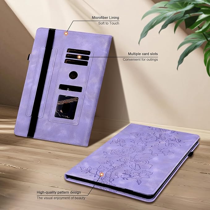 Case for iPad mini 7 (A17 Pro) Generation Case 2024, iPad mini 6 Case 2021, 8.3 inch Auto Wake/Sleep Slim PU Leather Folio Cover with Mu lti-Angle Stand and Pen Holder, Purple