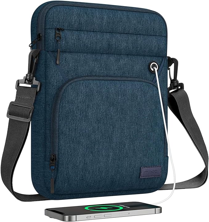 MoKo 13 Inch 360° Protective Tablet Sleeve Bag, Fits 13 Inch New iPad Pro M5 & Air M4 2026, iPad Pro 12.9", Galaxy Tab S9/S8 Plus 12.4", Multifunctional Bag with Shoulder and Headphone Port, Indigo