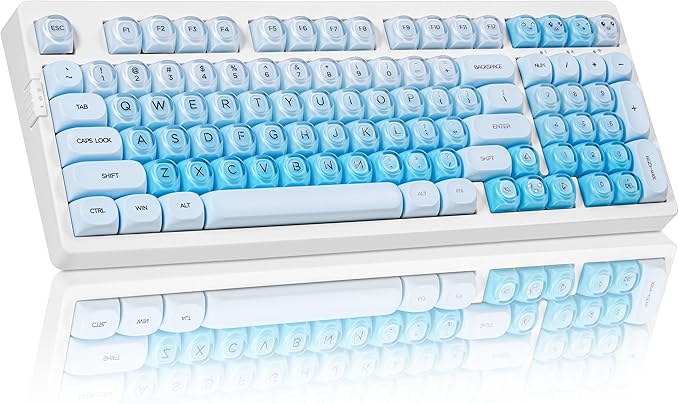 ZORNHER ZH980 Foundation Wireless Mechanical Keyboard,95% Blue Creamy Keyboard with Number Pad,Hot-Swappable Gaming Keyboard,Jelly Keycaps,Creamy Sounding Linear Switches,Hot-Swappable,Full Size