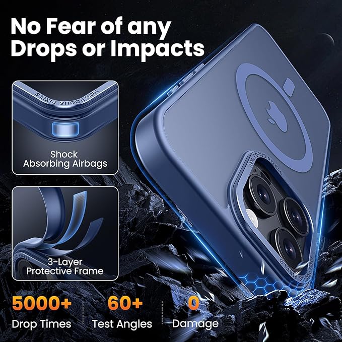 for iPhone 16 pro max Case with 2X Screen Protectors [Compatible with MagSafe] Military Grade Drop Protection Back Cover Shockproof Slim Fit for iPhone 16 pro max Phone Case 6.9 inch,Blue