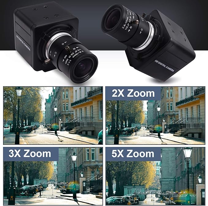 SVPRO 4K Webcam with Zoom Lens, HD Manual Focus 4K 30fps Close-up Camera with 2.8-12mm Varifocal Lens, 4X Optical Zoom External PC Camera for Windows, Linux, Android, Mac OS, Raspberry Pi