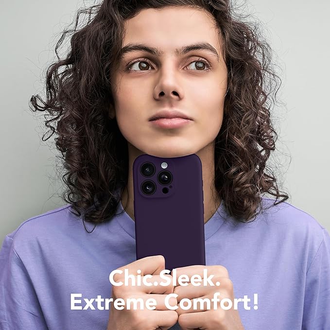 Magnetic for iPhone 15 Pro Max Case, Compatible with MagSafe, [Full Camera Protection][Screen Protector] Silicone Shockproof Protective Phone Case for iPhone 15 Pro Max 6.7", Deep Purple