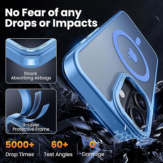 for iPhone 16 Case with 2X Screen Protectors [Compatible with MagSafe] Military Grade Drop Protection Skin Feeling Cover Shockproof Slim Fit iPhone 16 Phone Case 6.1 inch,Light Blue