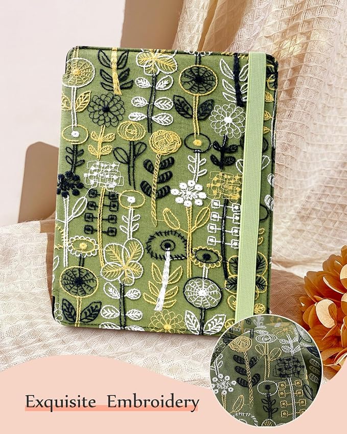 Uppuppy for Samsung Galaxy Tab A9 Plus Case 11'' - for Women Girls Cute Embroidered Folio Stand Cover with Pencil Holder & Card Slot Kawaii Girly Forest Design Aesthetic Cases for Samsung Tab A9 Plus