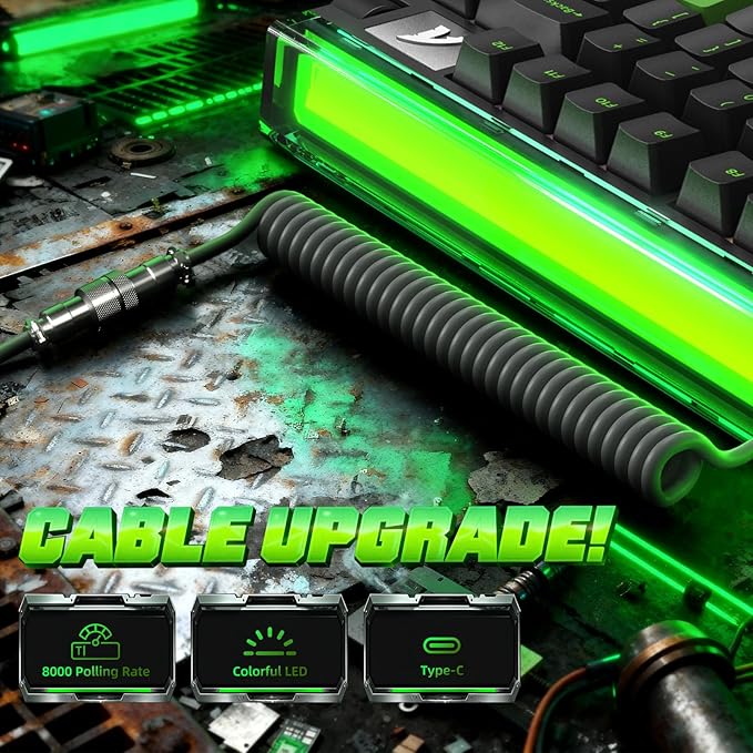 ATTACK SHARK R85 HE 75% Magnetic Wired Gaming Keyboard,8KHz Polling Rate Rapid Trigger,0.005mm RT Precision,256K Scan Rate,Custom Hot-Swappable,Web Driver PC Keyboard for Gamer/Win/Mac,Neon Green