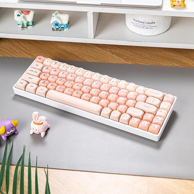 Guffercty kred HOA Profile Keycaps Set 132 PCS - PBT Cute Keycaps 75 Percent Compatible with Cherry MX Switch 60% 65% 75% 100% Mechanical Keyboards for Gaming & Office (Beige Liquid Foundation)