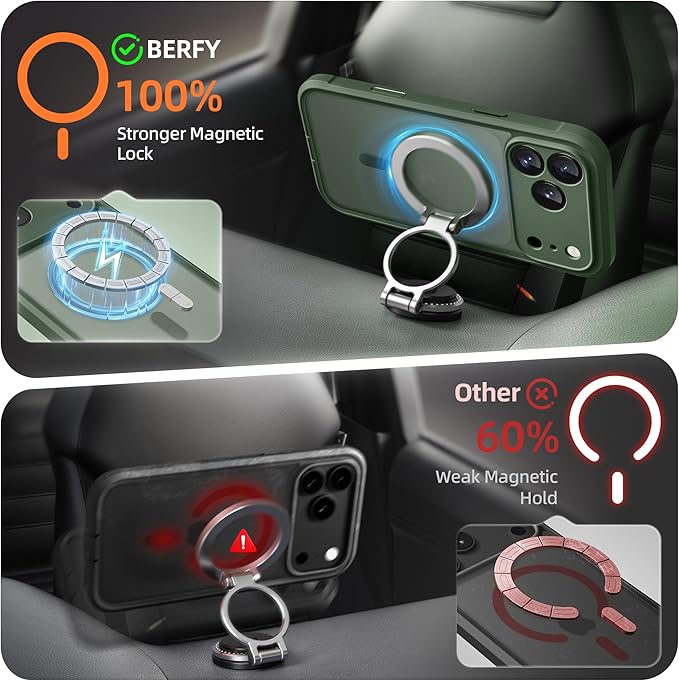 BERFY for iPhone 17 Pro Max Case, Compatible with MagSafe, Built-in Privacy Screen Protector, Camera Protection, Shockproof Full Body Phone Case 6.9", Translucent Deep Green