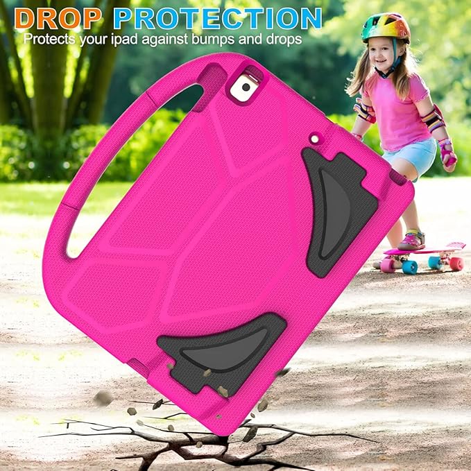 Kids Case for iPad 10.2 & 10.5, iPad 9th/8th/7th Generation 10.2" 2021 2020 2019 Case with Screen Protector, iPad Air 3rd Gen/Pro 10.5 inch Protective Cover with Handle Stand, Pink